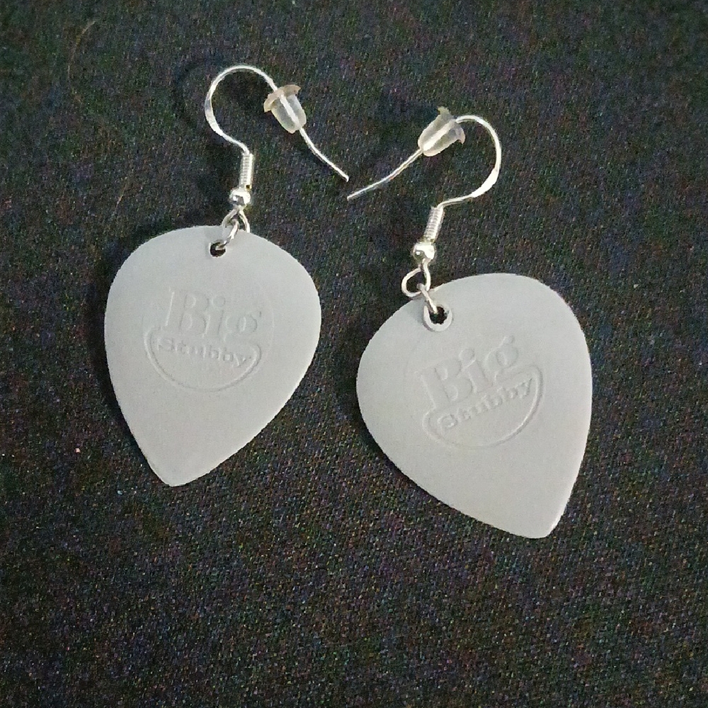 Big Stubby Gray Guitar Pick Earrings